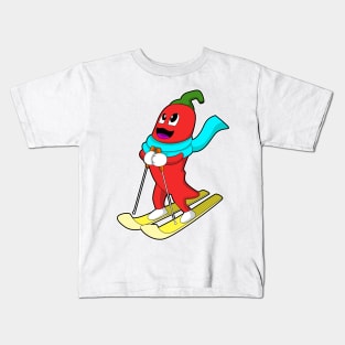 Pepper as Skier with Ski Kids T-Shirt